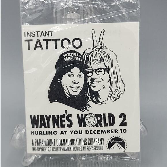 Vintage 1993 Wayne's World 2 Instant Temporary Tattoo Sealed Groovy - Picture 1 of 8